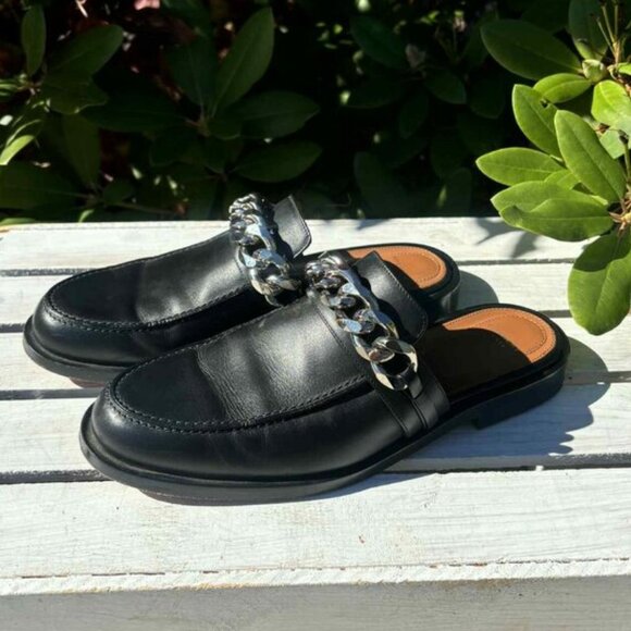 Givency Leather Chain-Link Accents Mules - Size 40 - Picture 1 of 6